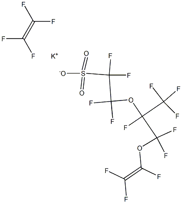 Ethanesulfonic acid, 2-[1-[difluoro[(trifluoroethenyl)oxy]methyl]-1,2,2,2-tetrafluoroethoxy]-1,1,2,2-tetrafluoro-, potassium salt, polymer with tetrafluoroethene Struktur