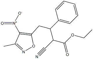 5-Isoxazolebutanoic  acid,  -alpha--cyano-3-methyl-4-nitro--bta--phenyl-,  ethyl  ester 结构式