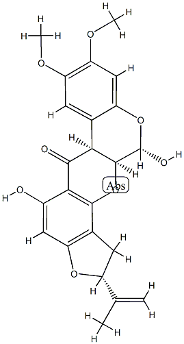 (2R,6aα)-1,2,12,12aα-Tetrahydro-5,12α-dihydroxy-8,9-dimethoxy-2α-(1-methylvinyl)[1]benzopyrano[3,4-b]furo[2,3-h][1]benzopyran-6(6aH)-one Structure
