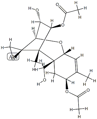 (3α,4β,8α)-12,13-エポキシトリコテカ-9-エン-3,4,8,15-テトラオール4,8-ジアセタート 化学構造式