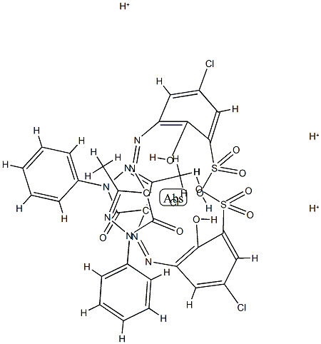 Chromate,bis[2,4-dihydro-4-[(2-hydroxy-5-chloro-3-sulfophenyl)azo]-5-methyl-2-phenyl-3H-pyrazol-3-onato]-,trihydrogen compound Struktur