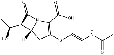 (1S,5R)-3-[[(E)-2-(アセチルアミノ)ビニル]チオ]-6α-[(S)-1-ヒドロキシエチル]-7-オキソ-1-アザビシクロ[3.2.0]ヘプタ-2-エン-2-カルボン酸 化学構造式