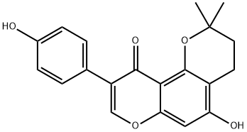 3,4-二氢-5-羟基-9-(4-羟基苯基)-2,2-二甲基-2H,10H-苯并[1,2-B:3,4-B']二吡喃-10-酮,65388-03-6,结构式