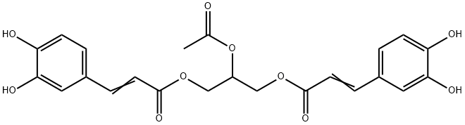 Bis[3-(3,4-dihydroxyphenyl)propenoic acid]2-acetoxy-1,3-propanediyl ester Struktur