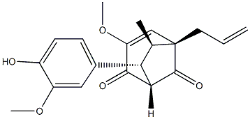 (1R)-7β-(4-Hydroxy-3-methoxyphenyl)-3-methoxy-6α-methyl-5β-allylbicyclo[3.2.1]oct-3-ene-2,8-dione,65527-31-3,结构式