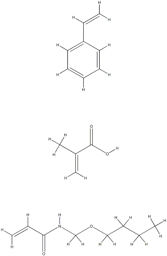 2-Propenoic acid, 2-methyl-, polymer with N-(butoxymethyl)-2-propenamide and ethenylbenzene Struktur