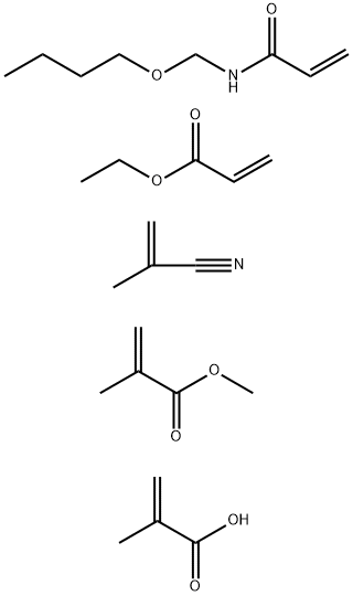 2-Propenoic acid, 2-methyl-, polymer with N-(butoxymethyl)-2-propenamide, ethyl 2-propenoate, methyl 2-methyl-2-propenoate and 2-methyl-2-propenenitrile Struktur