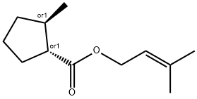 Cyclopentanecarboxylic acid, 2-methyl-, 3-methyl-2-butenyl ester, (1R,2R)-rel- (9CI) Struktur