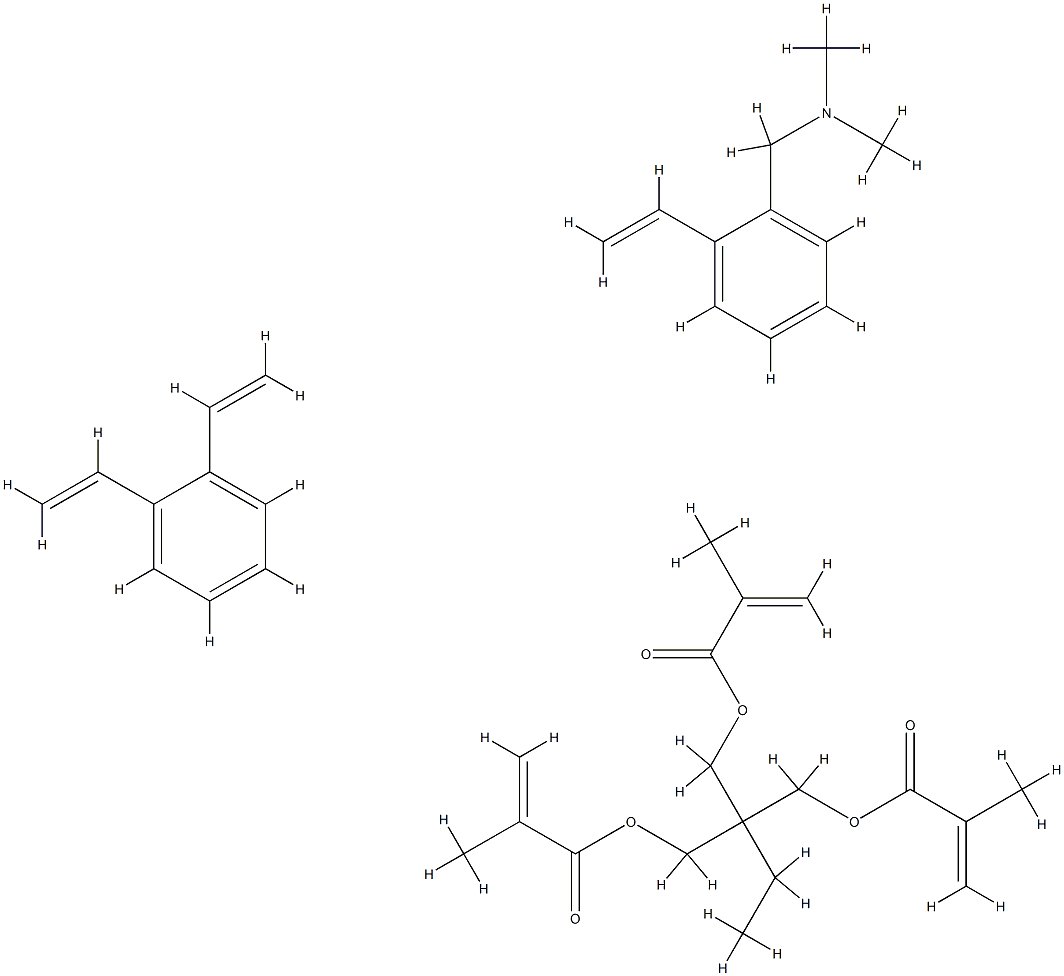 2-Propenoic acid, 2-methyl-, 2-ethyl-2-[[(2-methyl-1-oxo-2-propenyl)oxy]methyl]-1,3-propanediyl ester, polymer with diethenylbenzene and ar-ethenyl-N,N-dimethylbenzenemethanamine Struktur
