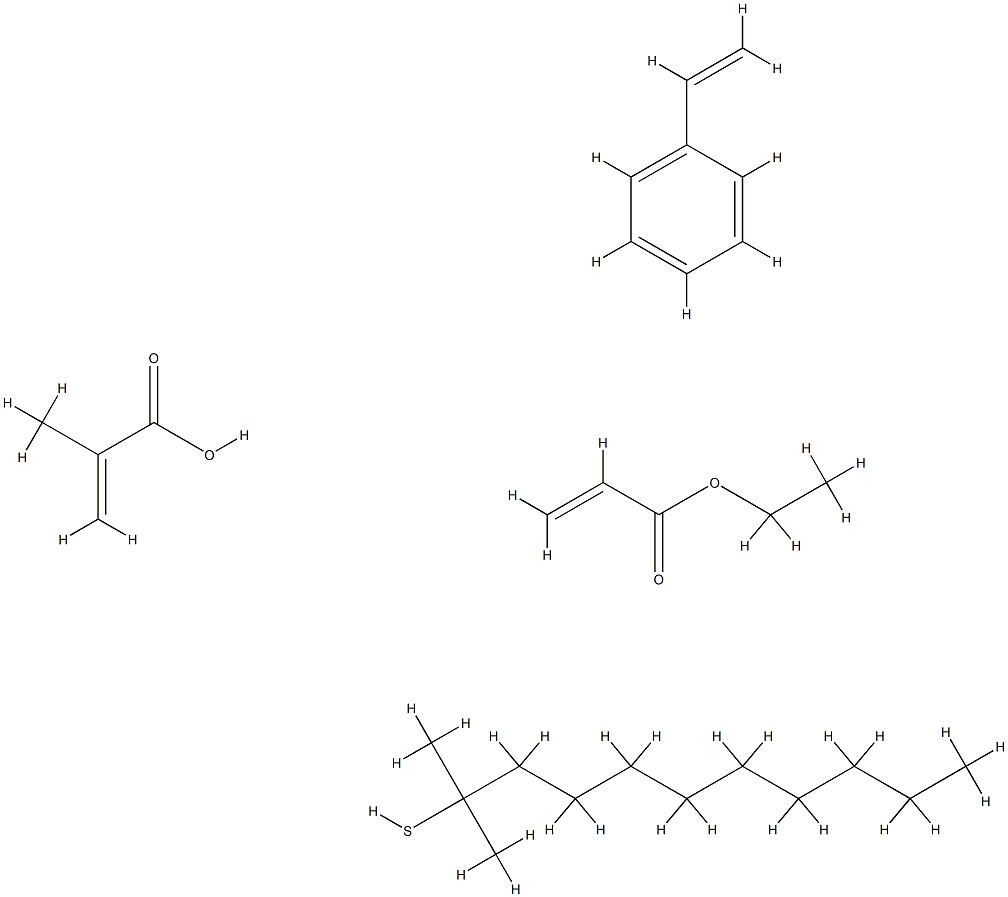 2-甲基-2-丙烯酸、叔十二硫醇、苯乙烯、2-丙烯酸乙酯调聚物, 65997-26-4, 结构式