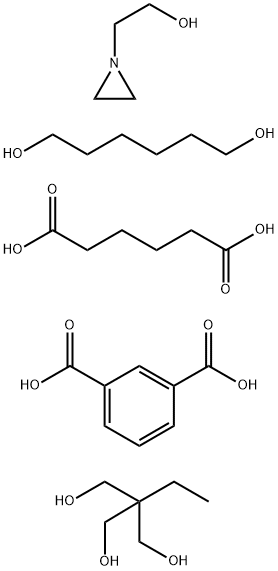 1,3-Benzenedicarboxylic acid, polymer with 2-ethyl-2-(hydroxymethyl)-1,3-propanediol, hexanedioic acid and 1,6-hexanediol, 1-aziridineethanol-terminated Struktur