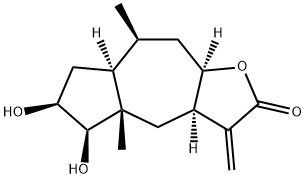 (3aR,7aα,9aα)-Dodecahydro-5β,6β-dihydroxy-4aβ,8β-dimethyl-3-methyleneazuleno[6,5-b]furan-2-one Structure