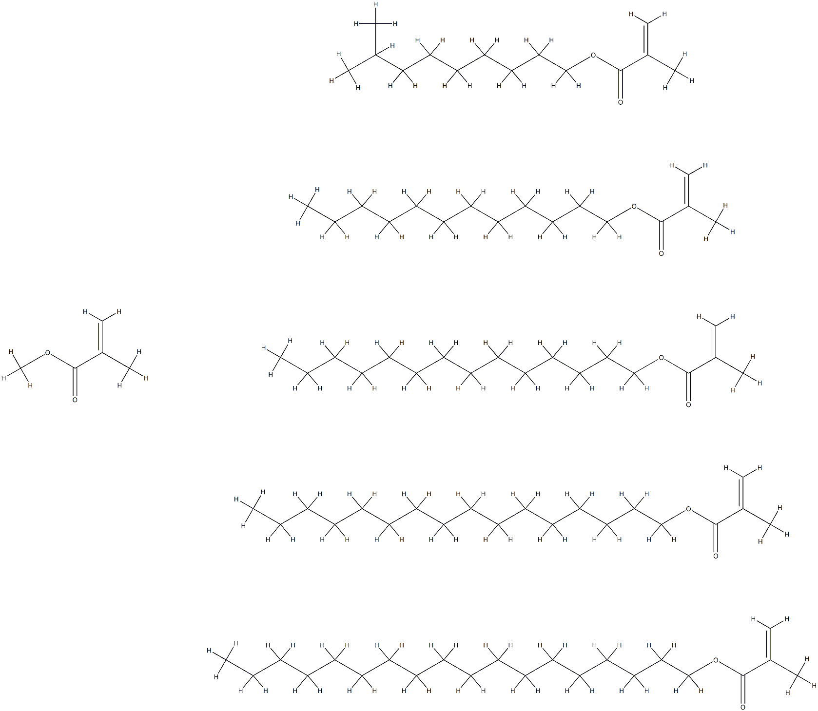 2-甲基-2-丙烯酸十二烷基酯与2-甲基-2-丙烯酸十六烷基酯、2-甲基-2-丙烯异癸基酸酯、2-甲基-2-丙烯酸甲基酯、2-甲基-2-丙烯酸十八烷基酯和2-甲基-2-丙烯酸十四烷基酯的聚合物,66057-34-9,结构式