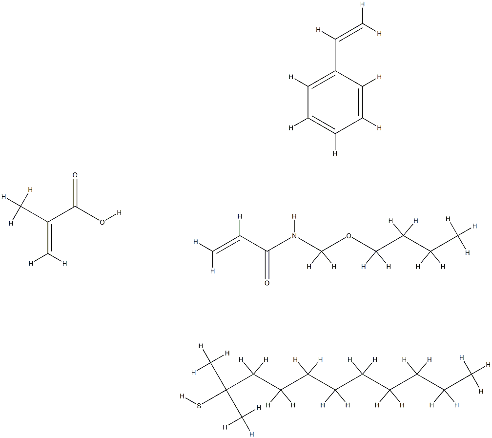 2-甲基-2-丙烯酸、N-(丁氧基甲基)-2-丙烯酰胺、叔十二硫醇、苯乙烯调聚物,66072-26-2,结构式