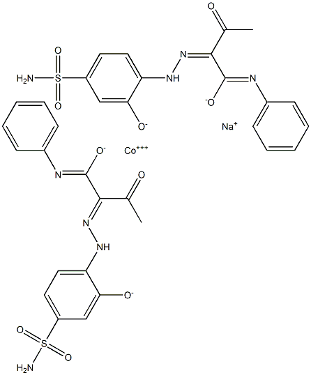 Cobaltate(1-), bis[2-[[4-(aminosulfonyl) -2-hydroxyphenyl]azo]-3-oxo-N-phenylbutanamidato(2 -)]-, sodium Struktur