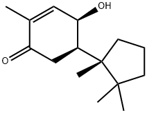 (4R)-2-メチル-4β-ヒドロキシ-5β-[(S)-1,2,2-トリメチルシクロペンタン-1β-イル]-2-シクロヘキセン-1-オン 化学構造式
