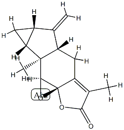 (5aS,1aS)-5,5aα,6,6aα,7,7aα,7b,7cβ-オクタヒドロ-4,7bβ-ジメチル-6-メチレン-3H-シクロプロパ[2,3]オキシレノ[4,5]インデノ[5,6-b]フラン-3-オン 化学構造式