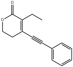 2H-Pyran-2-one,3-ethyl-5,6-dihydro-4-(phenylethynyl)-(9CI) 化学構造式