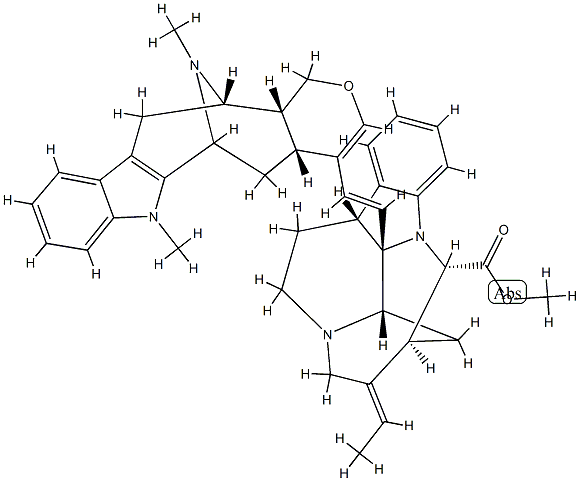 (16S,19E)-19,20-ジデヒドロ-2α-[(18E)-18,19-ジデヒドロアルストフィラン-18-イル]-2,7α-ジヒドロ-1,16-シクロコリナン-17-酸メチル 化学構造式