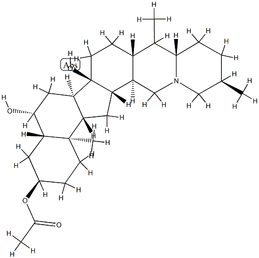 (5α,25α)-セバン-3α,6β,14-トリオール3-アセタート 化学構造式