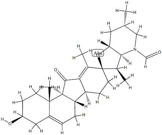 17,23β-エポキシ-3β-ヒドロキシ-11-オキソベラトラマン-28-カルボアルデヒド 化学構造式