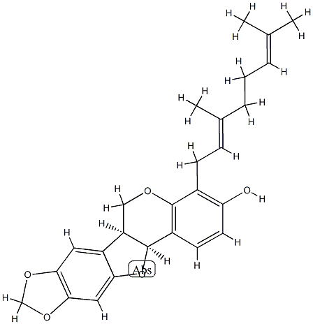 (6aS)-6aβ,12aβ-Dihydro-4-(3,7-dimethyl-2,6-octadienyl)-6H-[1,3]dioxolo[5,6]benzofuro[3,2-c][1]benzopyran-3-ol 结构式