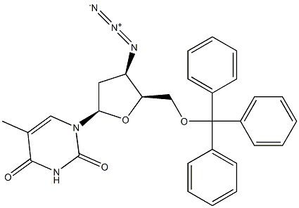 1-[3-叠氮基-2,3-二脱氧-5-O-(三苯基甲基)-BETA-D-苏式-呋喃戊糖基]-5-甲基-2,4(1H,3H)-嘧啶二酮 结构式