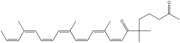 (8E,10E,12E,14E,16E,18E,20E)-6,6,10,14,19-ペンタメチル-8,10,12,14,16,18,20-ドコサヘプタエン-2,7-ジオン 化学構造式