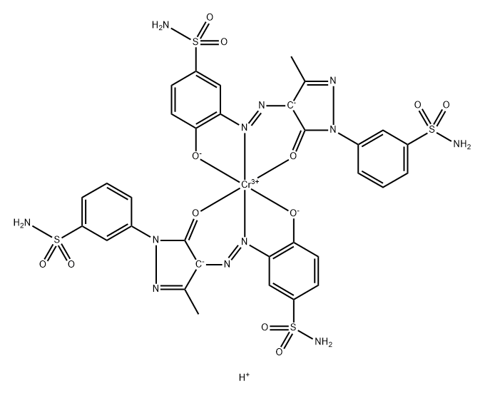 hydrogen bis[3-[[4,5-dihydro-3-methyl-5-oxo-1-(3-sulphamoylphenyl)-1H-pyrazol-4-yl]azo]-4-hydroxybenzenesulphonamidato(2-)]chromate(1-) Struktur