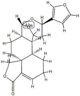(1S,10aS)-3β-(3-Furyl)-1,3,4,5,6,11,12,12aα-octahydro-1,4aβ-(epoxymethano)-4aH-furo[3',4':4a,5]naphtho[2,1-c]pyran-8(4bαH)-one Struktur