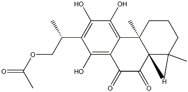 (2R)-2-[(4aS)-1,2,3,4,4a,9,10,10aα-Octahydro-5,6,8-trihydroxy-1,1,4aβ-trimethyl-9,10-dioxophenanthren-7-yl]-1-propanol 1-acetate Struktur