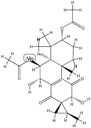 (2S,2'S)-3,4,4b,5,6,7,8,8aβ,9,10-Decahydro-2',4bα,8,8-tetramethyl-1,4-dioxospiro[phenanthrene-2(1H),1'-cyclopropane]-3β,7β,9α,10β-tetrol 7,9-diacetate Structure