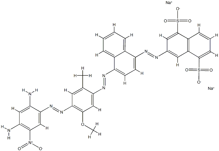 3-[[4-[[4-[(2,4-ジアミノ-5-ニトロフェニル)アゾ]-2-メチル-5-メトキシフェニル]アゾ]-1-ナフタレニル]アゾ]ナフタレン-1,5-ジスルホン酸二ナトリウム 化学構造式