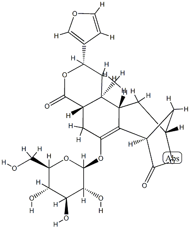 (2S)-2β-(3-Furyl)-6-(β-D-glucopyranosyloxy)-5,7,10,11,11aα,11b-hexahydro-11bβ-methyl-7β,10β-methano-2H-pyrano[4,3-g][3]benzoxepine-4,8(1H,4aαH)-dione Struktur
