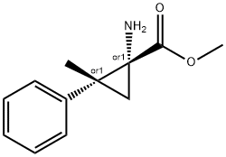 Cyclopropanecarboxylic acid, 1-amino-2-methyl-2-phenyl-, methyl ester, (1R,2R)-rel- (9CI) 化学構造式