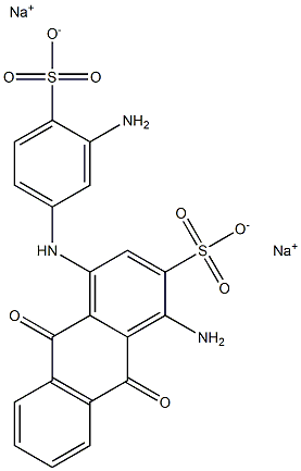 1-アミノ-4-[[3-アミノ-4-[(ソジオオキシ)スルホニル]フェニル]アミノ]-9,10-ジヒドロ-9,10-ジオキソアントラセン-2-スルホン酸ナトリウム 化学構造式