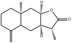 3aα,4,4aβ,5,6,7,8,8a,9,9aα-デカヒドロ-3α,8aα-ジメチル-5-メチレンナフト[2,3-b]フラン-2(3H)-オン 化学構造式