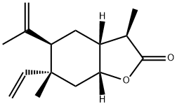 (3R)-3aα,4,5,6,7,7aα-ヘキサヒドロ-6β-ビニル-3α,6-ジメチル-5α-(1-メチルエテニル)ベンゾフラン-2(3H)-オン 化学構造式