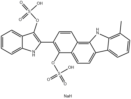 10-Methyl-3-[3-(sodiosulfooxy)-1H-indol-2-yl]-11H-benzo[a]carbazol-4-ol (sulfuric acid sodium) salt 结构式