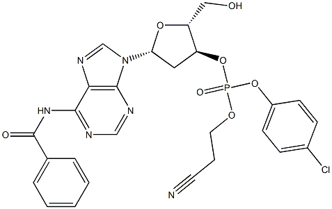 3'-Adenylic acid, N-benzoyl-2'-deoxy-, 4-chlorophenyl 2-cyanoethyl ester 结构式