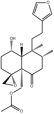 (1R,4aβ)-8aα-Acetoxymethyl-5β-[2-(3-furyl)ethyl]-3,4,4a,6,7,8a-hexahydro-4α-hydroxy-5,6α-dimethylspiro[naphthalene-1(2H),2'-oxiran]-8(5H)-one,67233-27-6,结构式