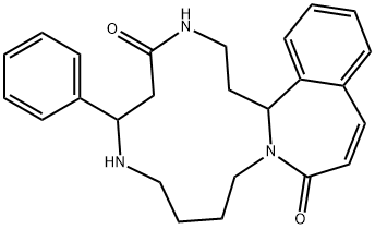 2,3,6,7,8,9,10,11-オクタヒドロ-6-フェニル-1H-[1,5,9]トリアザシクロトリデシノ[2,1-a][2]ベンゾアゼピン-4,13(5H,19bH)-ジオン 化学構造式