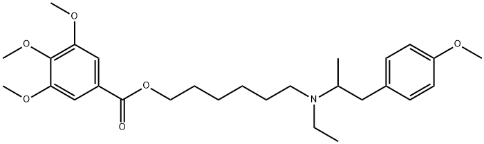 3,4,5-トリメトキシ安息香酸6-[エチル(4-メトキシ-α-メチルフェネチル)アミノ]ヘキシル 化学構造式