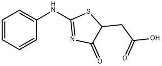 (2E)-4-OXO-2-(PHENYLIMINO)-1,3-THIAZOLIDIN-5-YL]ACETIC ACID 化学構造式