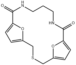 19,20-Dioxa-3-thia-10,14-diazatricyclo[14.2.1.15,8]icosa-5,7,16,18(1)-tetrene-9,15-dione Struktur