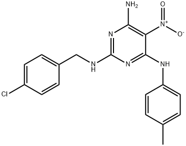 N~2~-(4-chlorobenzyl)-N~4~-(4-methylphenyl)-5-nitropyrimidine-2,4,6-triamine Structure