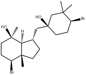 (3S,3aβ)-7α-Bromo-3β-[[(1S,4S)-4-bromo-1-hydroxy-3,3-dimethylcyclohexyl]methyl]octahydro-4,7aα-dimethyl-1H-inden-4α-ol 结构式