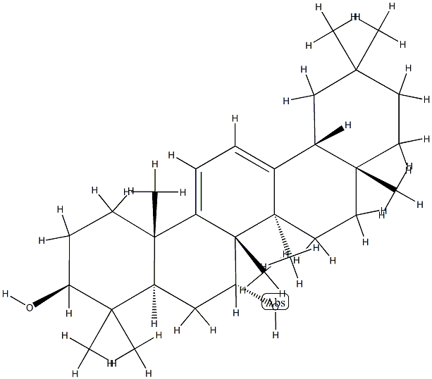 オレアナ-9(11),12-ジエン-3β,7α-ジオール 化学構造式