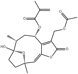 8α-(2-メチルアクリロイルオキシ)ヒルスチノリド 13-O-アセタート 化学構造式