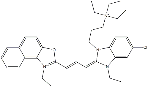 1-Ethyl-2-[3-[1-[3-(triethylaminio)propyl]-3-ethyl-5-chloro-2,3-dihydro-1H-benzimidazole-2-ylidene]-1-propenyl]naphtho[1,2-d]oxazole-1-ium Structure
